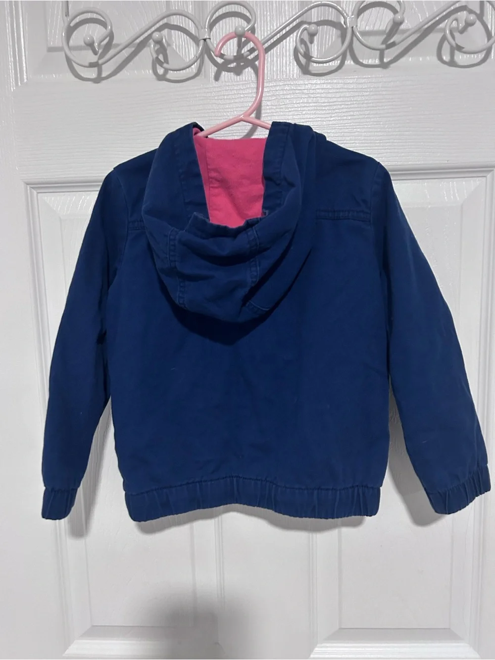 OshKosh B'gosh Navy Hooded Jacket with Star Patch. Pink Inside Size 4T